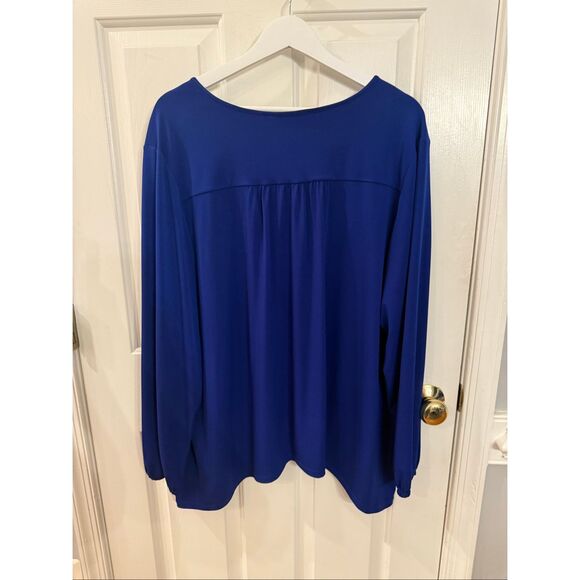 Michael Michael Kors Royal Blue Gold Zip Uo Blouse sz 3X - Picture 6 of 8